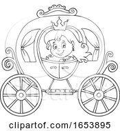 Poster, Art Print Of Black And White Fairy Tale Princess In A Carriage