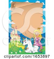 Poster, Art Print Of Fairy Tale Princess And Unicorn Border