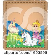 Poster, Art Print Of Fairy Tale Princess And Unicorn Border