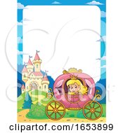Border Of A Fairy Tale Princess In A Carriage Near A Castle