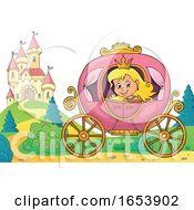 Poster, Art Print Of Fairy Tale Princess In A Carriage Near A Castle