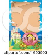 Poster, Art Print Of Border Of A Fairy Tale Princess In A Carriage Near A Castle