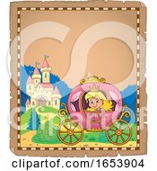 Poster, Art Print Of Border Of A Fairy Tale Princess In A Carriage Near A Castle