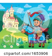 Poster, Art Print Of Horseback Knight By A Fairy Tale Castle