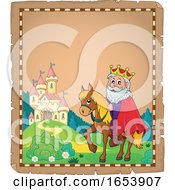 Poster, Art Print Of Fairy Tale Border Of A Castle And Horseback King