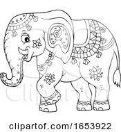 Poster, Art Print Of Black And White Cute Indian Elephant