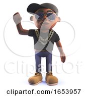 Black 3d Hip Hop Rapper Cartoon Character Waving Hello
