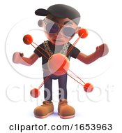 Black Hip Hop Rap Singer Cartoon Character In 3d With A Nuclear Atom