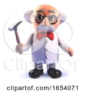 Cartoon 3d Mad Scientist Geologist Character Holding An Archaelogy Hammer by Steve Young