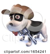 3d Funny Puppy Dog Dressed As A Cowboy With Pistol by Steve Young