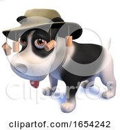 Puppy Dog In Australian Hat 3d Illustration by Steve Young
