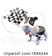 Cute Puppy Dog Waves The Checkered Flag 3d Illustration by Steve Young