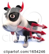 Puppy Dog Wearing Devil Horns And Holding A Trident 3d Illustration by Steve Young