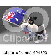 Cute Puppy Dog Carrying The Australian Flag 3d Illustration