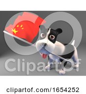 Cute Playful Puppy Dog Carrying The Chinese Flag 3d Illustration by Steve Young