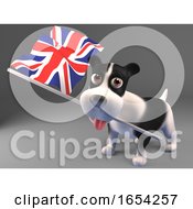 3d Puppy Dog Carrying The British Flag