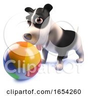 Cute Puppy Dog Playing With Beach Ball 3d Illustration by Steve Young