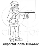 Poster, Art Print Of Young Santa Claus Holding Sign Christmas Cartoon