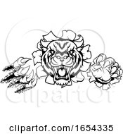 Tiger Angry Mascot Background Claws Breakthrough
