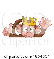 Monkey King Crown Thumbs Up Waving Sign Cartoon