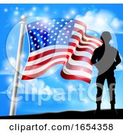 Poster, Art Print Of Patriotic Soldier American Flag Background Concept