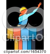 Female Striped DJ Silhouette And Record Decks On Black And Striped Background by elaineitalia
