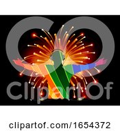 Striped DJ Silhouette Over Fireworks Background by elaineitalia