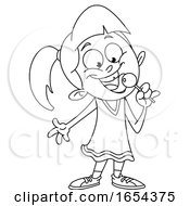 Cartoon Black And White Girl With A Lolipop