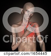 Poster, Art Print Of 3d Old Thin Man Holding His Heart In Pain
