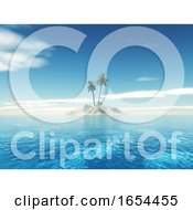 Poster, Art Print Of 3d Tropical Palm Tree Island