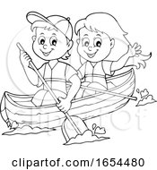 Poster, Art Print Of Black And White Boy And Girl Boating
