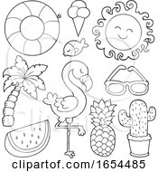 Poster, Art Print Of Black And White Summer Themed Items