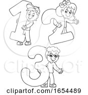 Poster, Art Print Of Black And White School Kids With Numbers