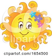 Poster, Art Print Of Smiling Summer Sun With Flowers