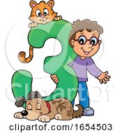 Poster, Art Print Of School Boy With Number 3 And Animals