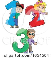 Poster, Art Print Of School Kids With Numbers