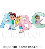 School Kids With Alphabet Letters by visekart