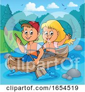 Poster, Art Print Of Boy And Girl Boating