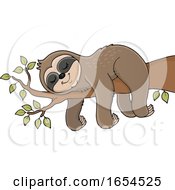 Cute Sloth Sleeping On A Branch