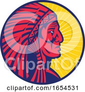 Old Native American Chief Headdress Circle by patrimonio