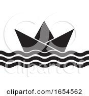 Poster, Art Print Of Black And White Floating Paper Boat