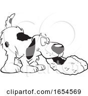 Poster, Art Print Of Cartoon Black And White Dog Fetching Slippers