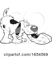 Cartoon Black And White Dog Fetching Slippers