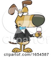 Cartoon Suave Dog With A Glass Of Wine