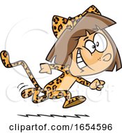 Poster, Art Print Of Cartoon White Girl Running In A Cheetah Costume