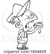 Cartoon Outline Boy Eating A Messy Smores