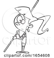 Cartoon Lineart Pole Vaulter Girl