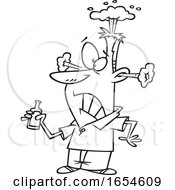 Cartoon Lineart Man Steaming After Trying Hot Sauce