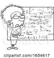 Cartoon Lineart Thinking Female Mathematician
