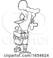 Poster, Art Print Of Cartoon Outline Woman With A Broken Grocery Bag